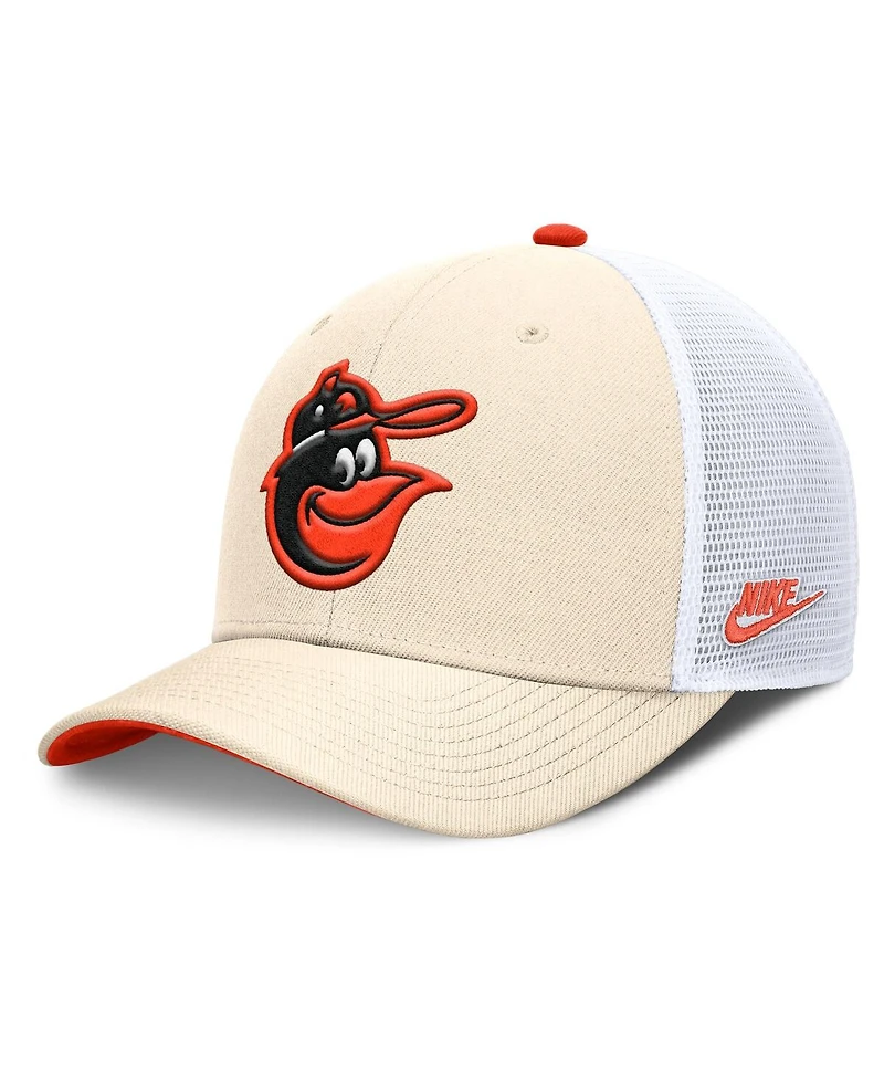 Nike Men's Natural Baltimore Orioles Cooperstown Collection Dri-fit Rise Trucker Adjustable Hat