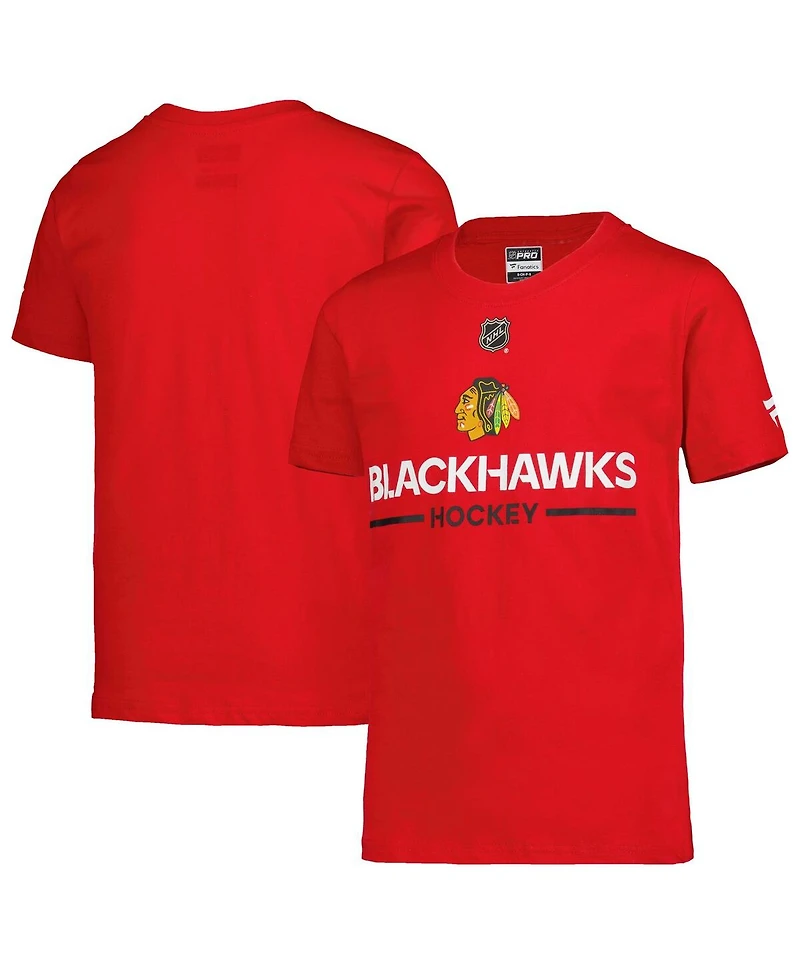 Big Boys and Girls Fanatics Red Chicago Blackhawks Authentic Pro Wordmark T-Shirt