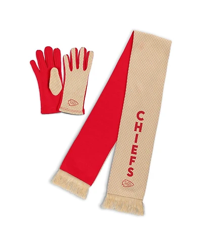 Wear by Erin Andrews Women's Kansas City Chiefs Tonal Microcheck Scarf Glove Set