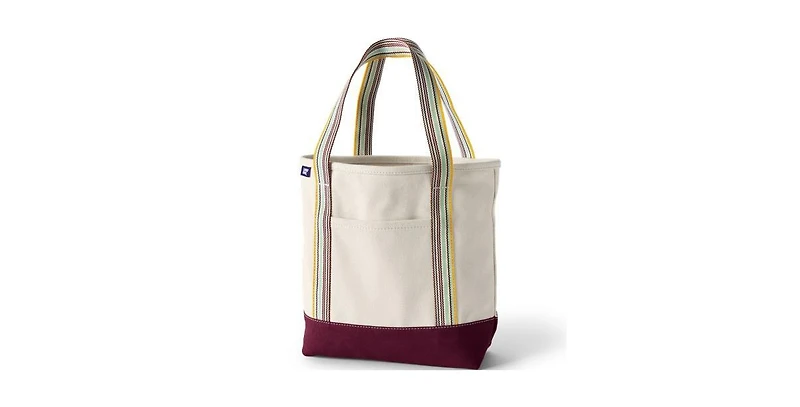 Lands' End Medium Natural 5 Pocket Open Top Canvas Tote Bag