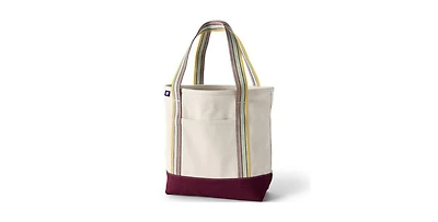 Lands' End Medium Natural 5 Pocket Open Top Canvas Tote Bag