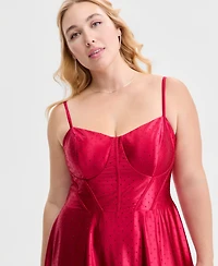 City Studios Trendy Plus Satin Studded Bustier Gown