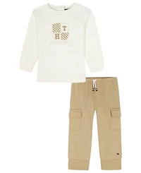 Tommy Hilfiger Baby Boys Crewneck Top and Pants, 2-Piece Set