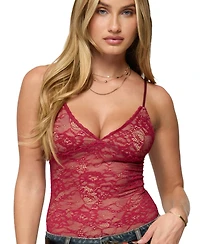 Edikted Women's Nolyn Sheer Lace V Neck Bodysuit