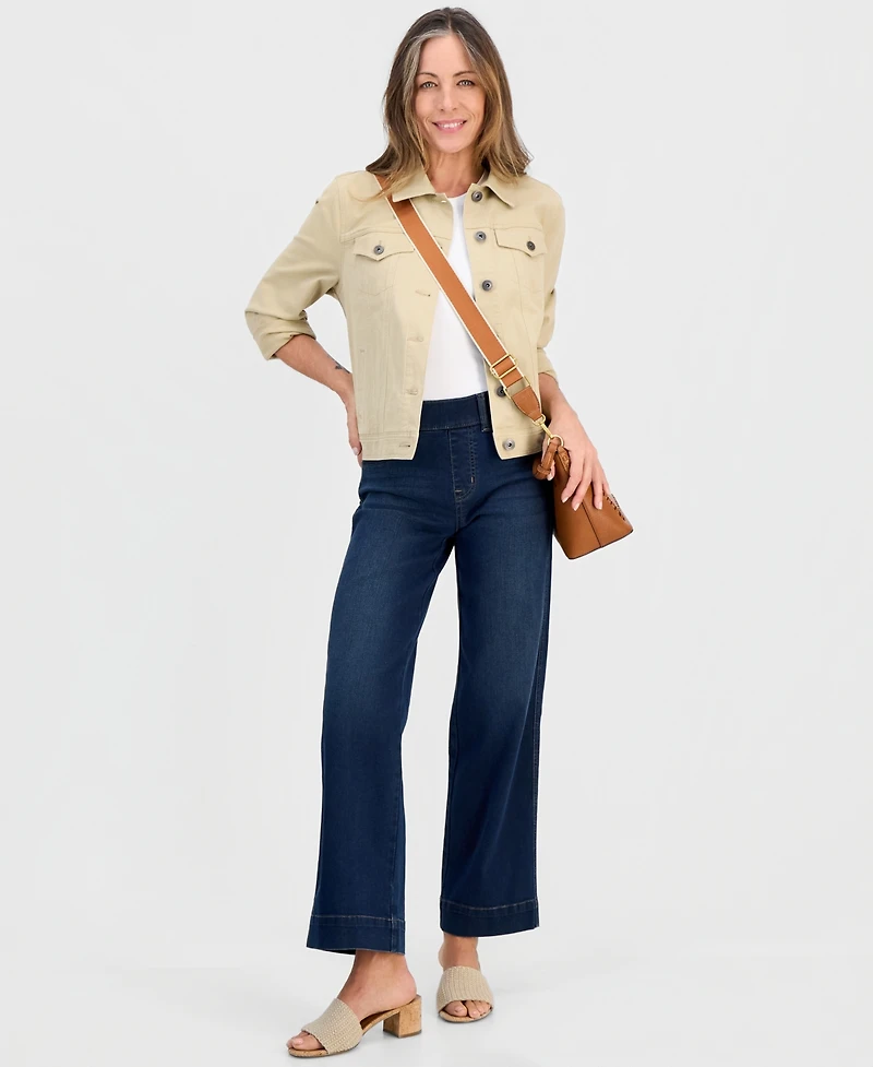 Style & Co Petite Pull-On Shaping High-Rise Wide-Leg Jeans, Macy's Exclusive