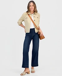 Style & Co Petite Pull-On Shaping High-Rise Wide-Leg Jeans, Macy's Exclusive