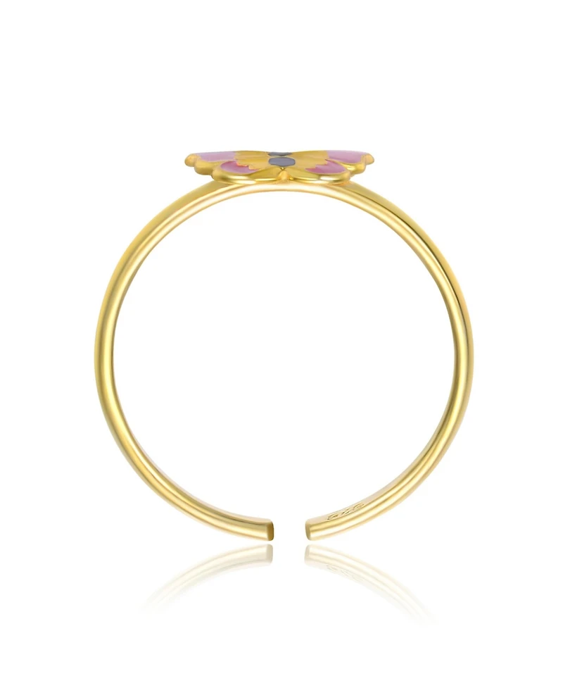 GiGiGirl 14k Gold Plated Colorful Enamel Butterfly Adjustable Ring