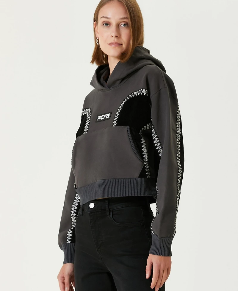 Pcfg Women's Cotton Panelled Hoodie