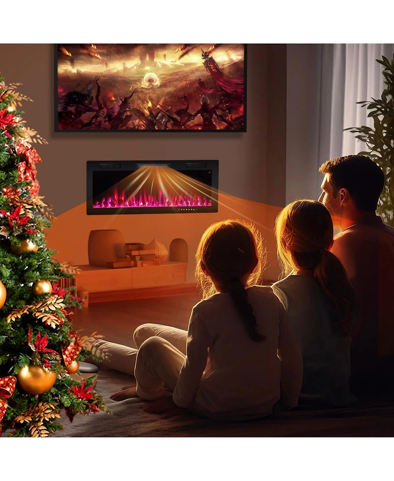 Sugift Electric Fireplace 50 Inches Recessed and Wall Mounted for 2' x 6' Stud