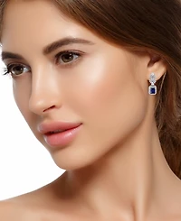 Christian Siriano New York Fine Silver Plated Cubic Zirconia Floral Motif Post Drop Earrings