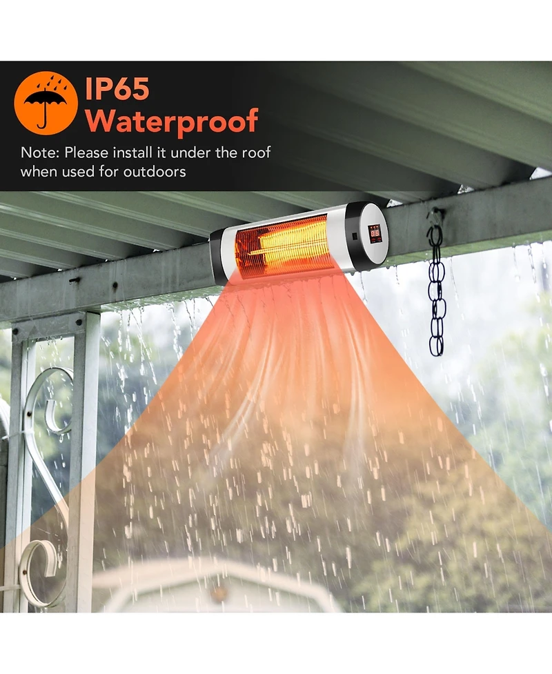 Sugift 1500W Wall-Mounted Electric Heater Patio Infrared Heater with Remote Control