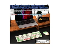 Risokeys Wireless Keyboard and Mouse Combo – 2.4GHz Cordless, Quiet Slim Set with Cute Round Keys for Laptop, Computer, Tv