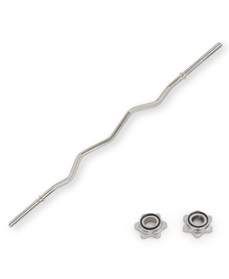 Sunny Health & Fitness 47" Threaded Ez Curl Chrome Bar