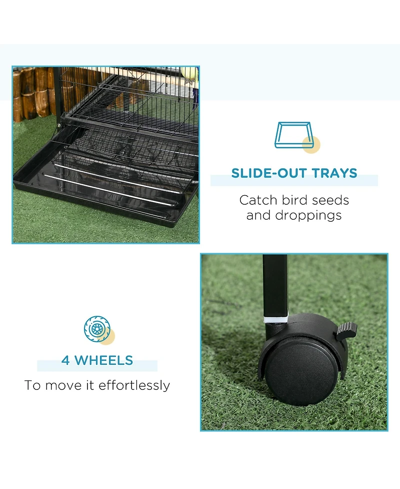 PawHut Large Bird Cage with 1.7 ft. Width for Wingspan,