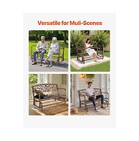 Slickblue Patio Glider Bench 50" with Metal Frame and Cast Iron Back for Outdoor Use