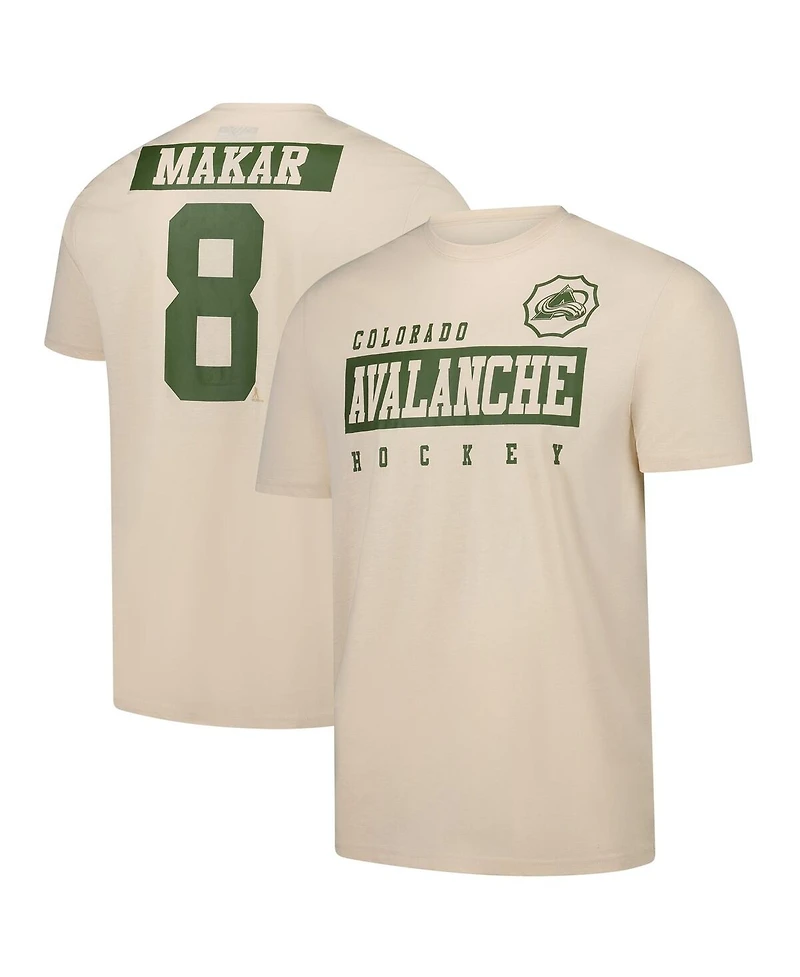 Levelwear Men's Cale Makar Khaki Colorado Avalanche 2024 Nhl Military Appreciation Richmond Delta Player Name Number T-Shirt