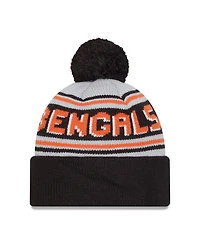 New Era Men's Black Cincinnati Bengals Main Cuffed Knit with Pom Hat