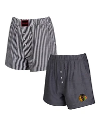 Concepts Sport Women's Charcoal Chicago Blackhawks 2-Pack Boxer Shorts Set