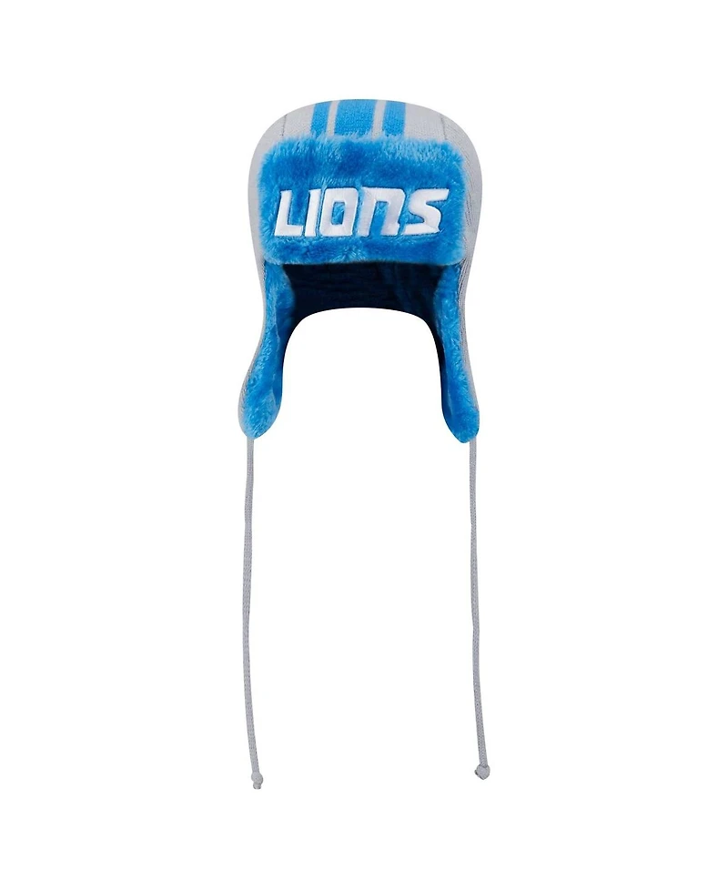 New Era Men's Gray Detroit Lions Helmet Head Trapper Knit Hat