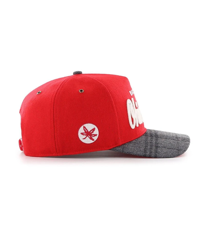 '47 Brand Men's and Women's Scarlet Ohio State Buckeyes Windowpane Plaid Collection Hitch Adjustable Hat