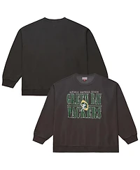 Mitchell & Ness Men's Black Green Bay Packers Downtown Crew Vintage Logo Sweatshirt