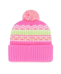'47 Brand Big Girls Pink Green Bay Packers Polar Vortex Cuffed Knit with Pom Hat