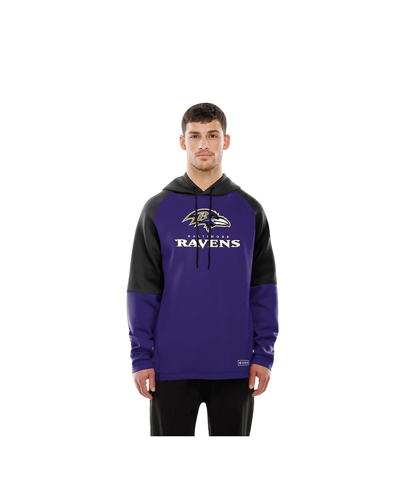 New Era Men's Purple Baltimore Ravens Combine Authentic Color Block Raglan Pullover Hoodie