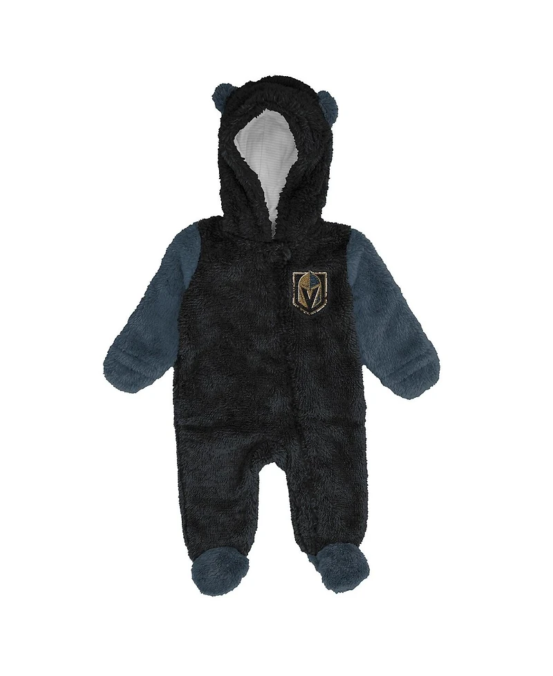 Outerstuff Newborn Black Vegas Golden Knights Stay Napping Fleece Bunting Full-Zip Hooded Sleeper