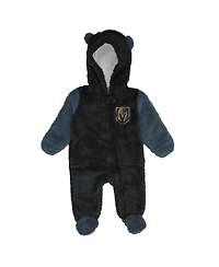 Outerstuff Newborn Black Vegas Golden Knights Stay Napping Fleece Bunting Full-Zip Hooded Sleeper