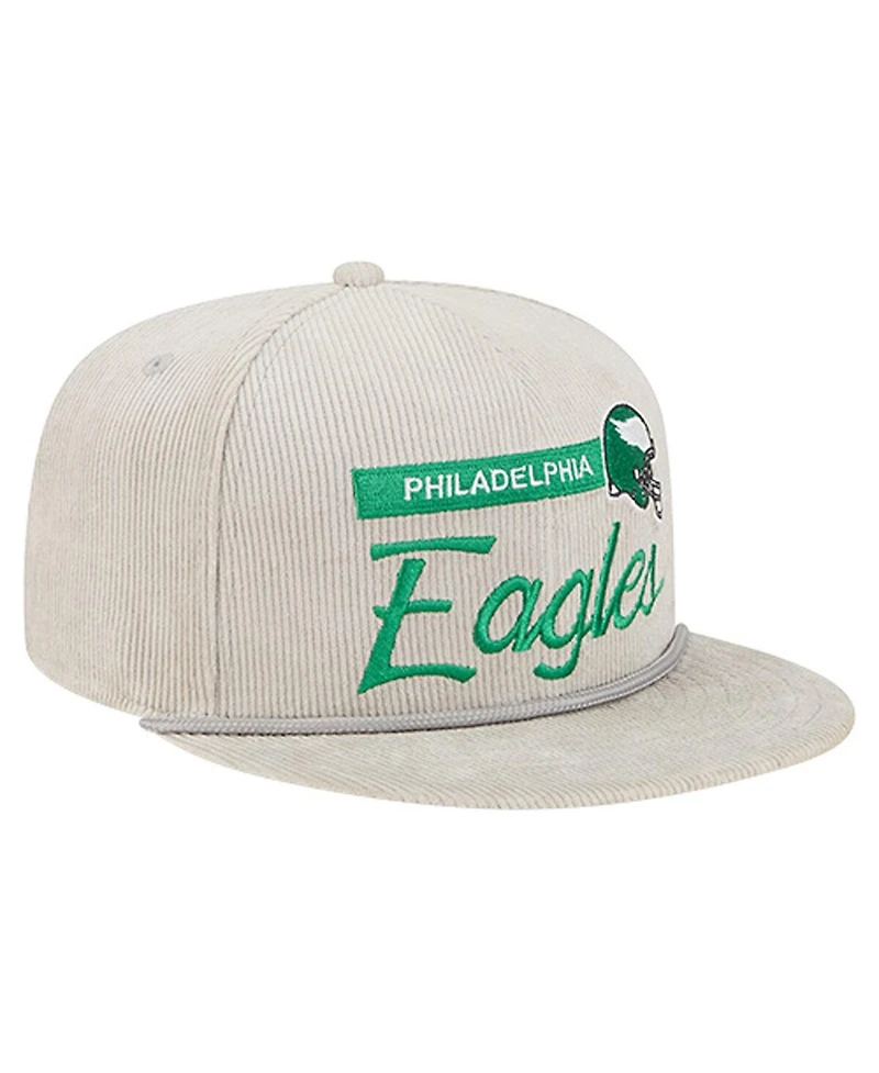 New Era Men's Gray Philadelphia Eagles Cord Rope Corduroy 9FIFTY Snapback Hat
