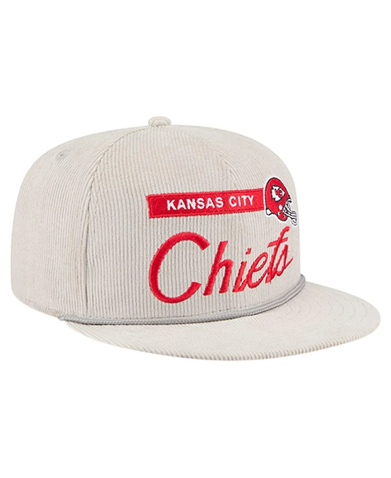 New Era Men's Gray Kansas City Chiefs Cord Rope Corduroy 9FIFTY Snapback Hat