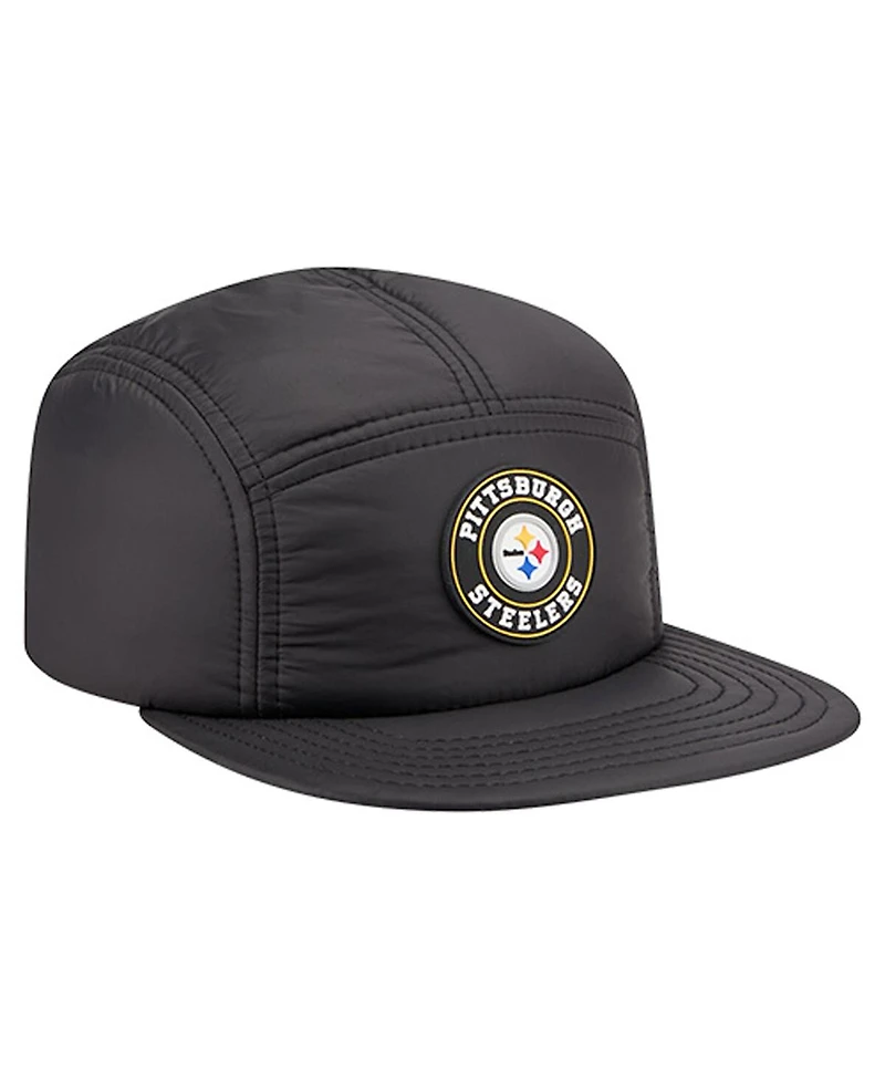New Era Men's Black Pittsburgh Steelers Quilted Camper Adjustable Hat