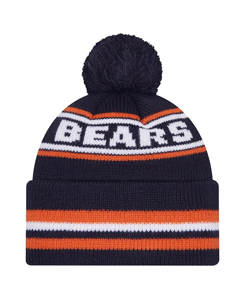 New Era Men's Navy Chicago Bears Classic Cuffed Knit with Pom Hat