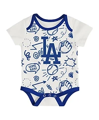 Outerstuff Baby Boys and Girls 3-Pack Los Angeles Dodgers All Day Play Bodysuit Set
