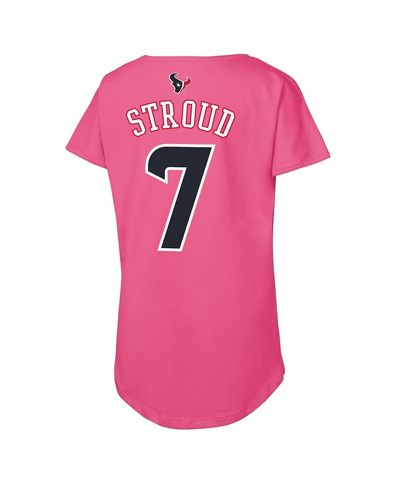 Outerstuff Big Girls C.j. Stroud Pink Houston Texans Player Name Number T-Shirt
