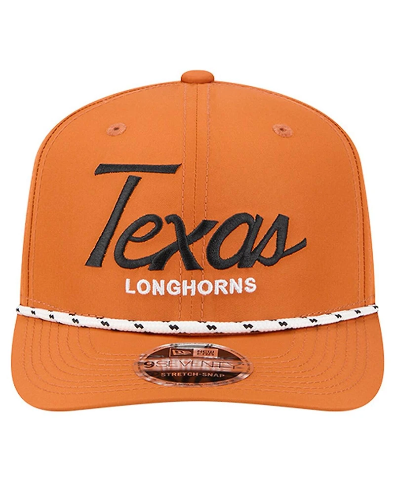 New Era Men's Texas Orange Texas Longhorns Script Performance Rope 9SEVENTY Adjustable Hat