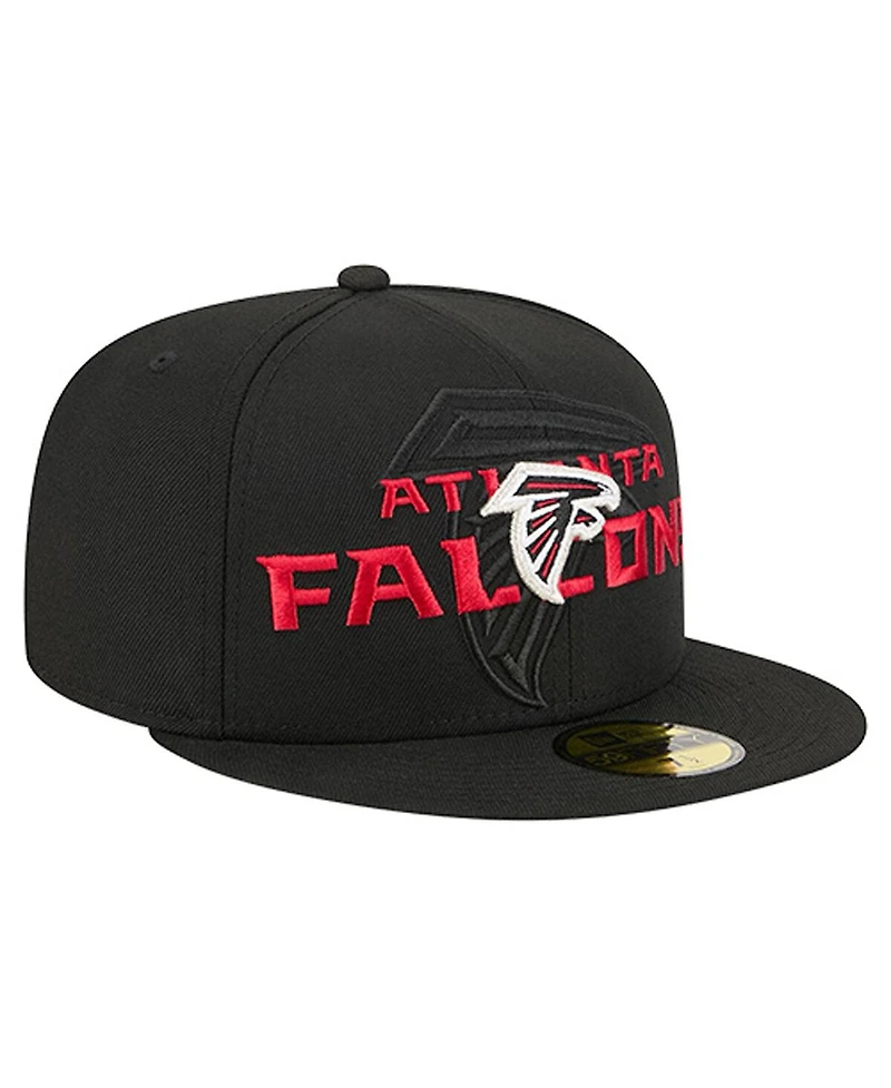 New Era Men's Black Atlanta Falcons Overlap Wordmark 59FIFTY Fitted Hat
