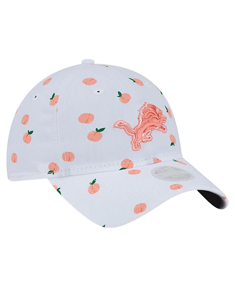 New Era Women's White Detroit Lions Fruit Pattern 9TWENTY Adjustable Hat