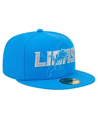 New Era Men's Blue Detroit Lions Overlap Wordmark 59FIFTY Fitted Hat