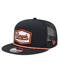 New Era Men's Black Cincinnati Bengals Ripstop Patch 9FIFTY Split Panel Snapback Hat