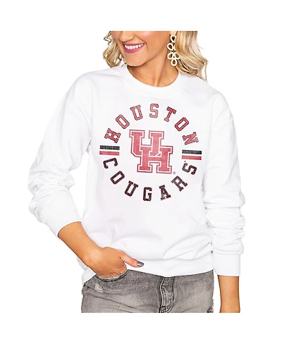 Gameday Couture Women's White Houston Cougars Oversized Vintage Days Perfect Crew Sweatshirt