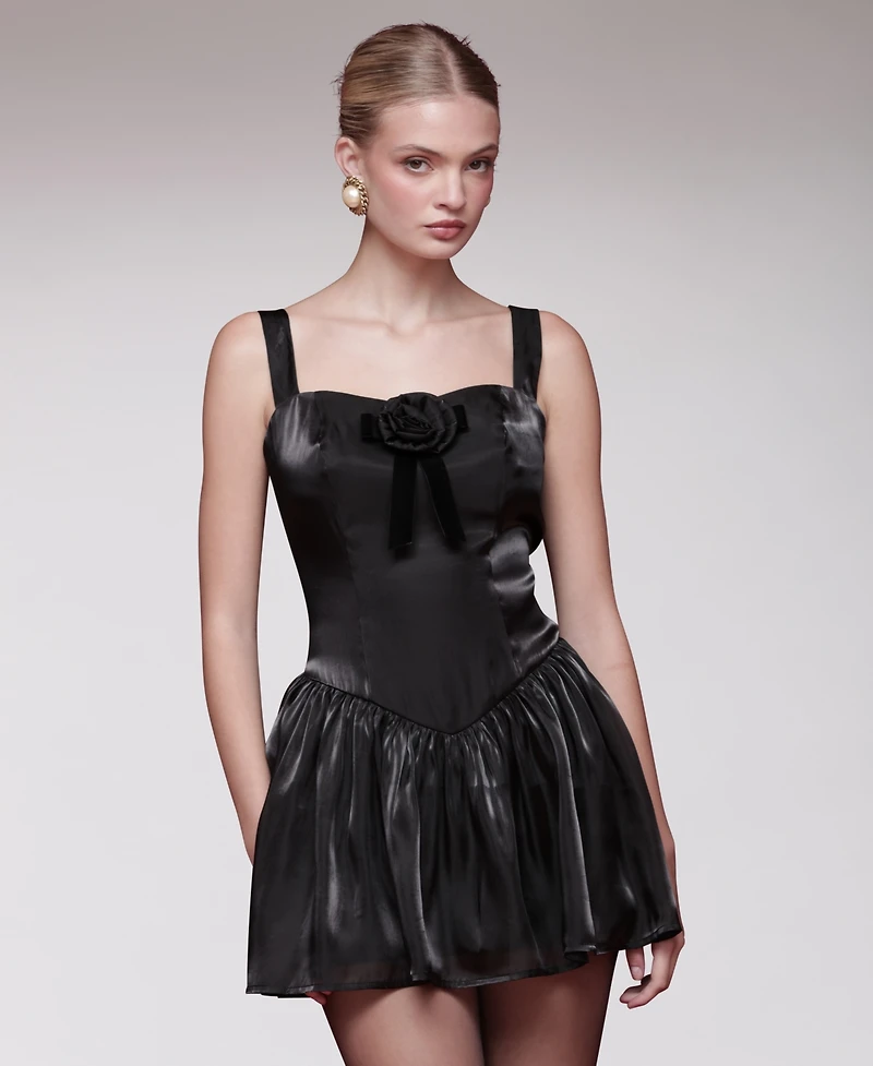 Avec Les Filles Women's Drop Waist Sleeveless Mini Dress