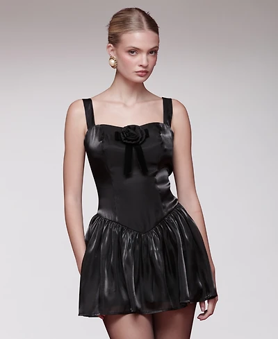 Avec Les Filles Women's Drop Waist Sleeveless Mini Dress