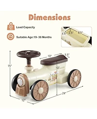 Costway Ride on Push Car with Storage Compartment & Train Whistle Sound Button