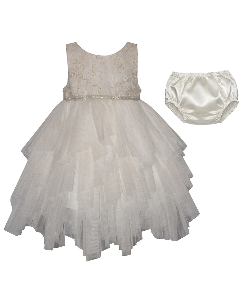 Bonnie Baby Girls Hanky Hem Sleeveless Party Dress