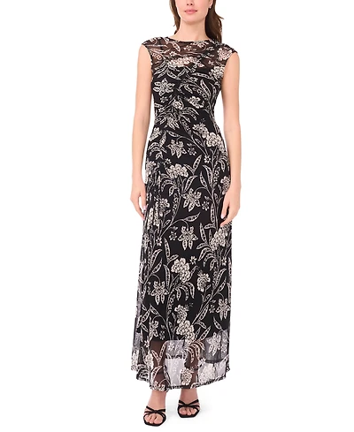 Parker Women's Mesh Ruched Sleeveless Maxi Dress