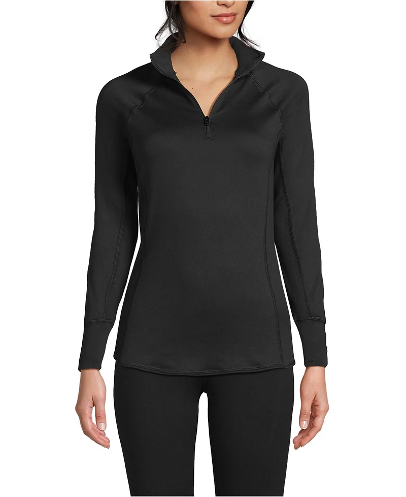 Lands' End Women's Baselayer Cozy Thermaskin Quarter Zip Top