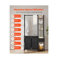 Slickblue Laundry Hamper with 3 Tiers, 2 Compartments, and Storage Rack