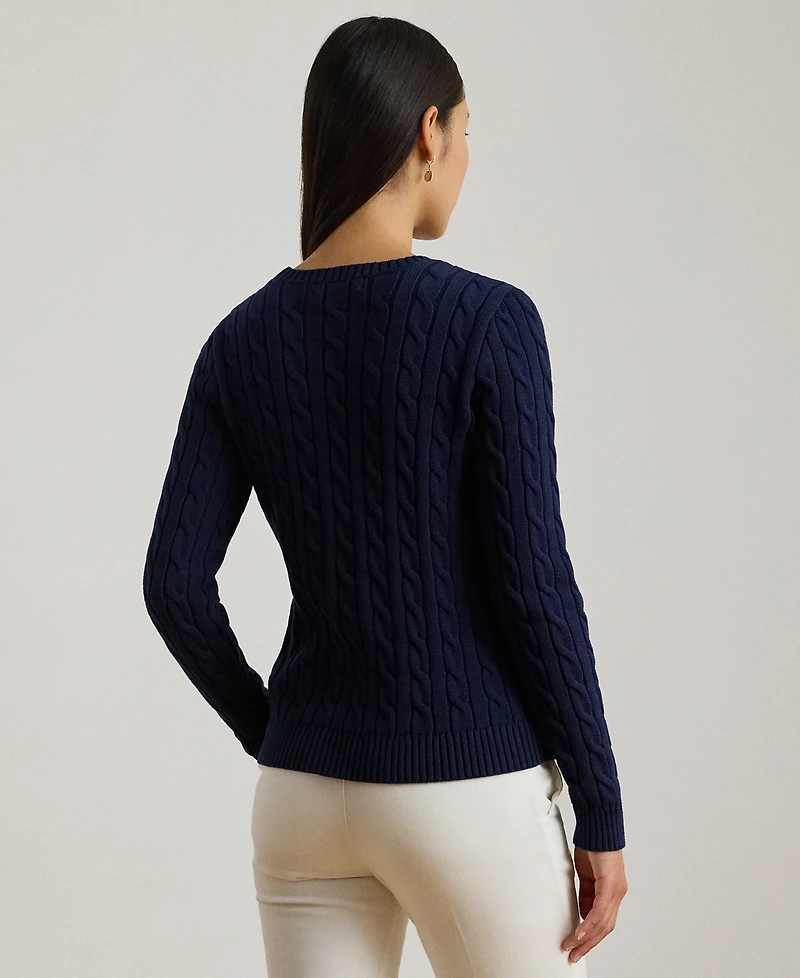 Lauren Ralph Lauren Petite Embroidered-Crest Crewneck Sweater