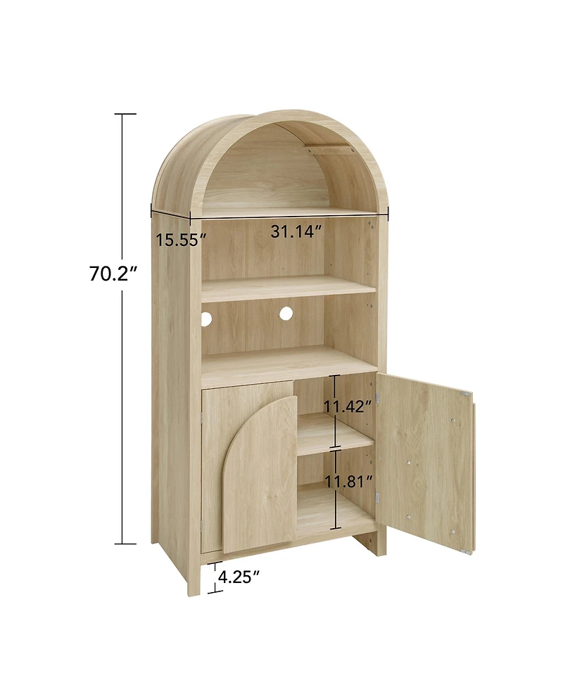 Casainc Arched Kitchen Pantry with Adjustable Shelves, Farmhouse Storage Cabinet for Kitchen, Dining, or Living Room